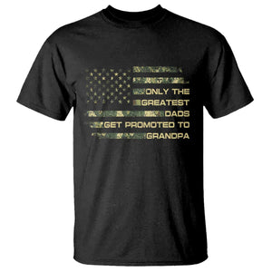 Greatest Dads Get Promoted To Grandpa T Shirt Retro Camo American Flag New Grandpa Gift