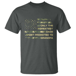 Greatest Dads Get Promoted To Grandpa T Shirt Retro Camo American Flag New Grandpa Gift