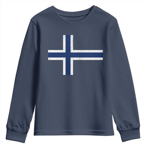 Norway Flag Youth Sweatshirt Distressed Norwegian Norge Nordic Red White Blue Symbol