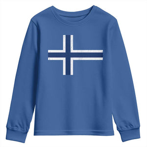 Norway Flag Youth Sweatshirt Distressed Norwegian Norge Nordic Red White Blue Symbol
