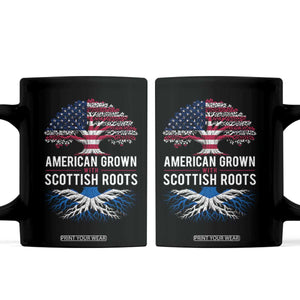American Grown With Scottish Roots Coffee Mug Family Heritage USA Scotland Pride Gift TS10 Black Print Your Wear