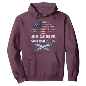 American Grown With Scottish Roots Hoodie Family Heritage USA Scotland Pride Gift TS10 Maroon Print Your Wear