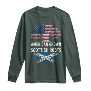 American Grown With Scottish Roots Long Sleeve Shirt Family Heritage USA Scotland Pride Gift TS10 Dark Forest Green Print Your Wear