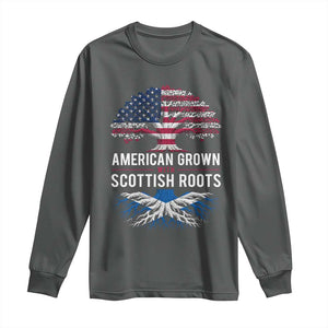 American Grown With Scottish Roots Long Sleeve Shirt Family Heritage USA Scotland Pride Gift TS10 Dark Heather Print Your Wear