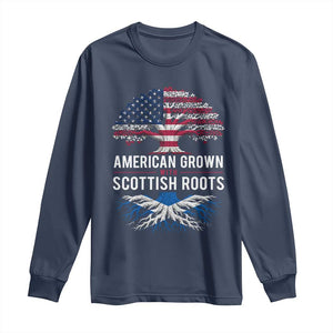 American Grown With Scottish Roots Long Sleeve Shirt Family Heritage USA Scotland Pride Gift TS10 Navy Print Your Wear