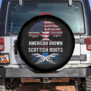 American Grown With Scottish Roots Spare Tire Cover Family Heritage USA Scotland Pride Gift TS10 No hole Black Print Your Wear