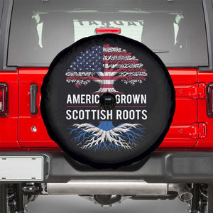 American Grown With Scottish Roots Spare Tire Cover Family Heritage USA Scotland Pride Gift TS10 Black Print Your Wear