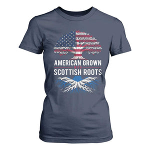 American Grown With Scottish Roots T Shirt For Women Family Heritage USA Scotland Pride Gift TS10 Navy Print Your Wear