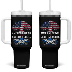 American Grown With Scottish Roots Tumbler With Handle Family Heritage USA Scotland Pride Gift TS10 One Size: 40 oz Black Print Your Wear