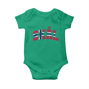 Skal Norway Flag Baby Onesie Vintage Cheers Norwegian Sayings Viking Heritage Scandinavian Graphic