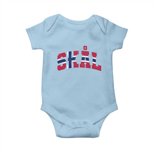 Skal Norway Flag Baby Onesie Vintage Cheers Norwegian Sayings Viking Heritage Scandinavian Graphic