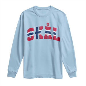 Skal Norway Flag Long Sleeve Shirt Vintage Cheers Norwegian Sayings Viking Heritage Scandinavian Graphic