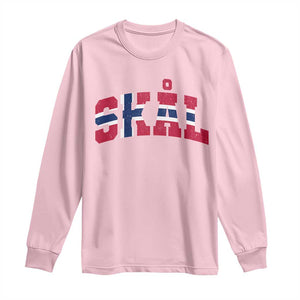 Skal Norway Flag Long Sleeve Shirt Vintage Cheers Norwegian Sayings Viking Heritage Scandinavian Graphic