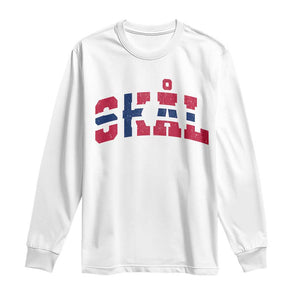 Skal Norway Flag Long Sleeve Shirt Vintage Cheers Norwegian Sayings Viking Heritage Scandinavian Graphic