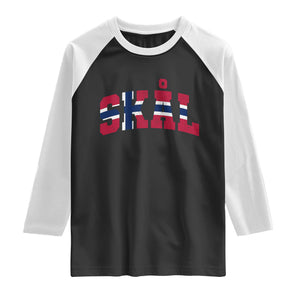 Skal Norway Flag Raglan Shirt Vintage Cheers Norwegian Sayings Viking Heritage Scandinavian Graphic