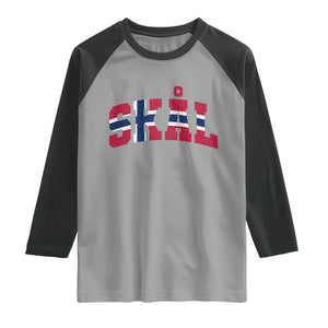 Skal Norway Flag Raglan Shirt Vintage Cheers Norwegian Sayings Viking Heritage Scandinavian Graphic