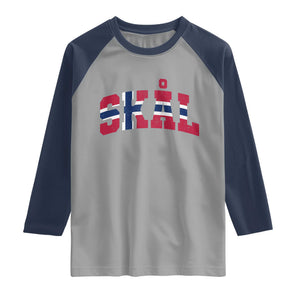 Skal Norway Flag Raglan Shirt Vintage Cheers Norwegian Sayings Viking Heritage Scandinavian Graphic