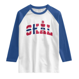 Skal Norway Flag Raglan Shirt Vintage Cheers Norwegian Sayings Viking Heritage Scandinavian Graphic