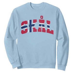 Skal Norway Flag Sweatshirt Vintage Cheers Norwegian Sayings Viking Heritage Scandinavian Graphic