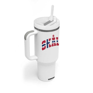 Skal Norway Flag Tumbler With Handle Vintage Cheers Norwegian Sayings Viking Heritage Scandinavian Graphic