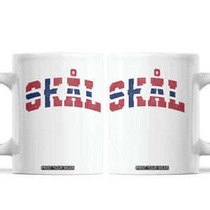 Skal Norway Flag Coffee Mug Vintage Cheers Norwegian Sayings Viking Heritage Scandinavian Graphic