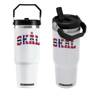Skal Norway Flag Flip Straw Tumbler Vintage Cheers Norwegian Sayings Viking Heritage Scandinavian Graphic
