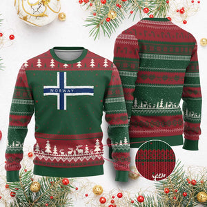 Norway Flag Cross Ugly Christmas Sweater Vintage Distressed Norwegian Heritage Patriotic Scandinavian Graphic