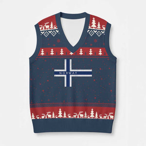 Norway Flag Cross V-Neck Knit Sweater Vest Vintage Distressed Norwegian Heritage Patriotic Scandinavian Graphic