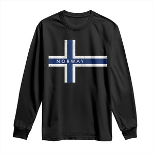 Norway Flag Cross Long Sleeve Shirt Vintage Distressed Norwegian Heritage Patriotic Scandinavian Graphic
