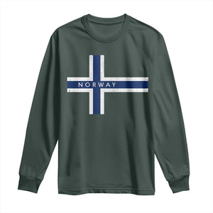Norway Flag Cross Long Sleeve Shirt Vintage Distressed Norwegian Heritage Patriotic Scandinavian Graphic