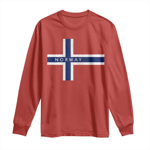 Norway Flag Cross Long Sleeve Shirt Vintage Distressed Norwegian Heritage Patriotic Scandinavian Graphic
