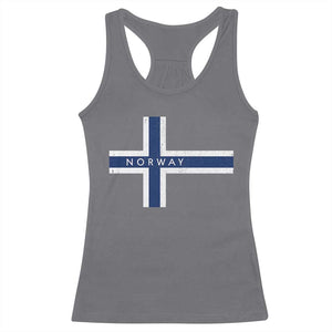 Norway Flag Cross Racerback Tank Top Vintage Distressed Norwegian Heritage Patriotic Scandinavian Graphic