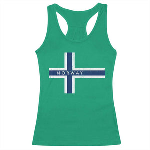 Norway Flag Cross Racerback Tank Top Vintage Distressed Norwegian Heritage Patriotic Scandinavian Graphic