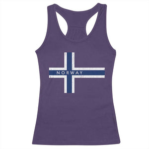 Norway Flag Cross Racerback Tank Top Vintage Distressed Norwegian Heritage Patriotic Scandinavian Graphic