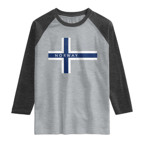 Norway Flag Cross Raglan Shirt Vintage Distressed Norwegian Heritage Patriotic Scandinavian Graphic