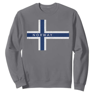 Norway Flag Cross Sweatshirt Vintage Distressed Norwegian Heritage Patriotic Scandinavian Graphic