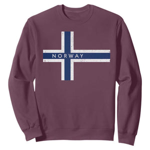 Norway Flag Cross Sweatshirt Vintage Distressed Norwegian Heritage Patriotic Scandinavian Graphic