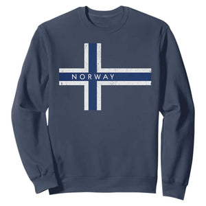 Norway Flag Cross Sweatshirt Vintage Distressed Norwegian Heritage Patriotic Scandinavian Graphic