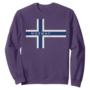Norway Flag Cross Sweatshirt Vintage Distressed Norwegian Heritage Patriotic Scandinavian Graphic