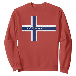 Norway Flag Cross Sweatshirt Vintage Distressed Norwegian Heritage Patriotic Scandinavian Graphic