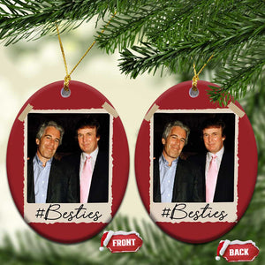 Trump Epstein Besties Christmas Ornament Funny FDT Vintage Photo BFF Best Friends Forever TS10 Oval Red Print Your Wear