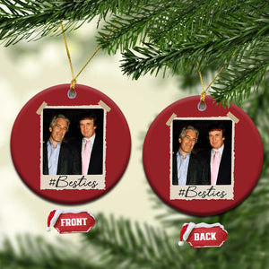 Trump Epstein Besties Christmas Ornament Funny FDT Vintage Photo BFF Best Friends Forever TS10 Circle Red Print Your Wear