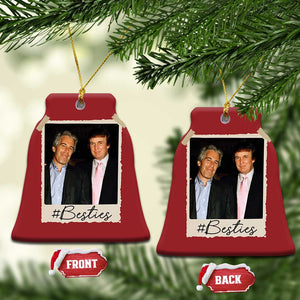 Trump Epstein Besties Christmas Ornament Funny FDT Vintage Photo BFF Best Friends Forever TS10 Bell Flake Red Print Your Wear