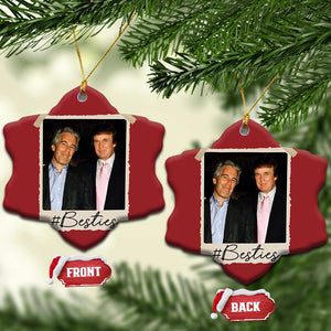 Trump Epstein Besties Christmas Ornament Funny FDT Vintage Photo BFF Best Friends Forever TS10 Snow Flake Red Print Your Wear