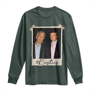 Trump Epstein Besties Long Sleeve Shirt Funny FDT Vintage Photo BFF Best Friends Forever TS10 Dark Forest Green Print Your Wear