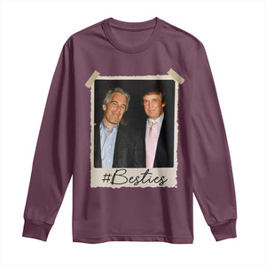 Trump Epstein Besties Long Sleeve Shirt Funny FDT Vintage Photo BFF Best Friends Forever TS10 Maroon Print Your Wear