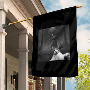 Cat Selfie With Wendigo Garden Flag Horror Halloween Funny Cat Gifts TS10 Print Your Wear
