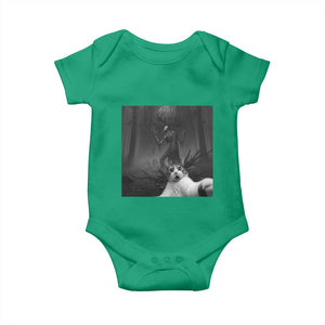 Cat Selfie With Wendigo Baby Onesie Horror Halloween Funny Cat Gifts TS10 Irish Green Print Your Wear