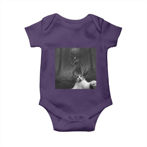 Cat Selfie With Wendigo Baby Onesie Horror Halloween Funny Cat Gifts TS10 Purple Print Your Wear