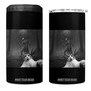 Cat Selfie With Wendigo 4 in 1 Can Cooler Tumbler Horror Halloween Funny Cat Gifts TS10 One Size: 16 oz Black Print Your Wear